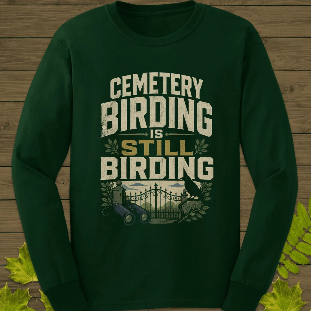 Cemetery Birding Club Long Sleeve in Forest Green