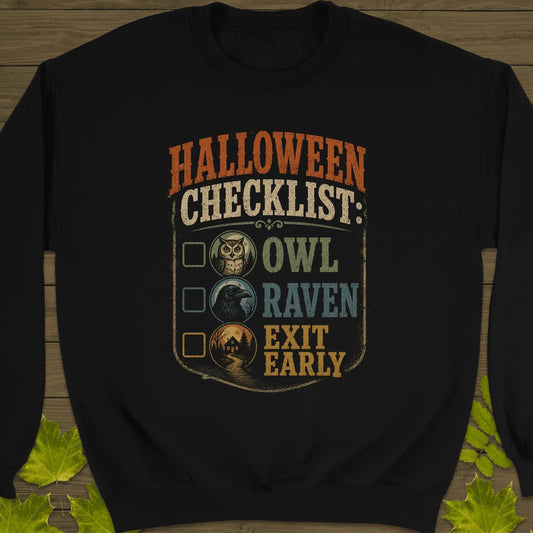 Halloween Bird Checklist Sweatshirt in Black