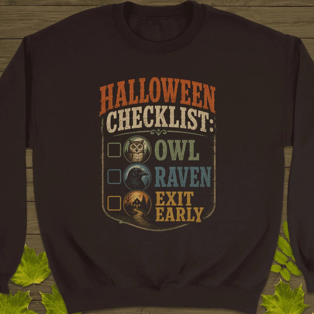 Halloween Bird Checklist Sweatshirt in Dark Chocolate