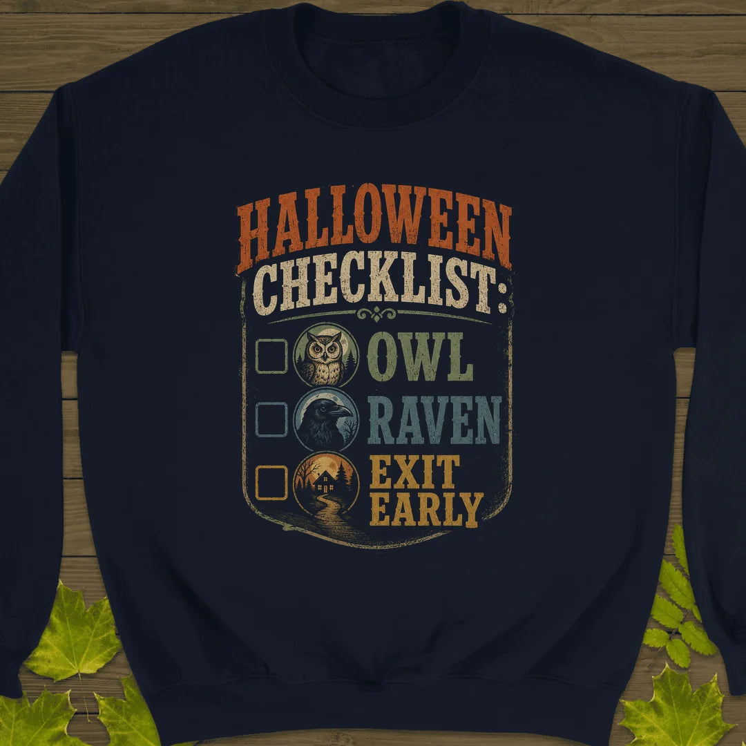 Halloween Bird Checklist Sweatshirt in Navy