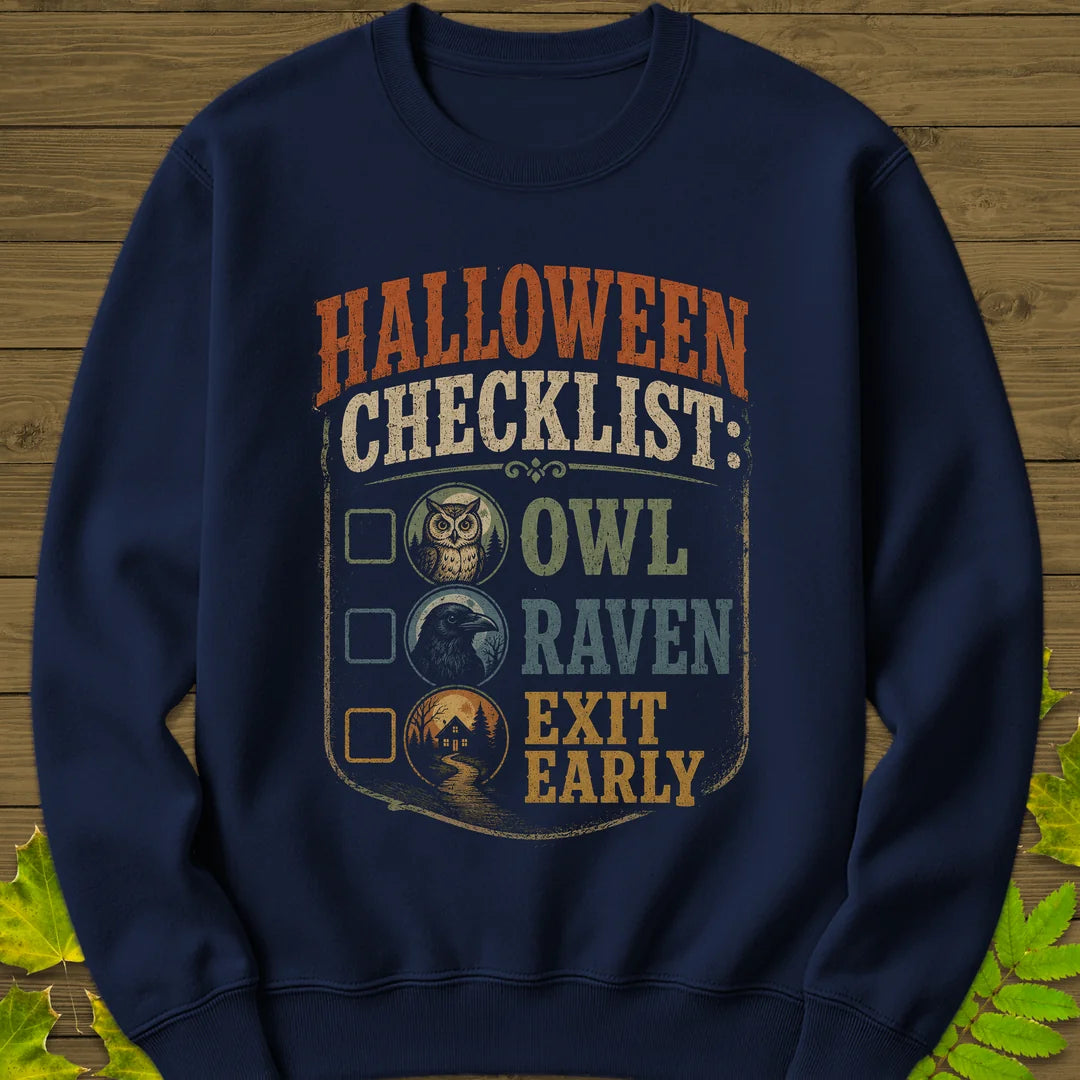 Halloween Bird Checklist Sweatshirt in Navy
