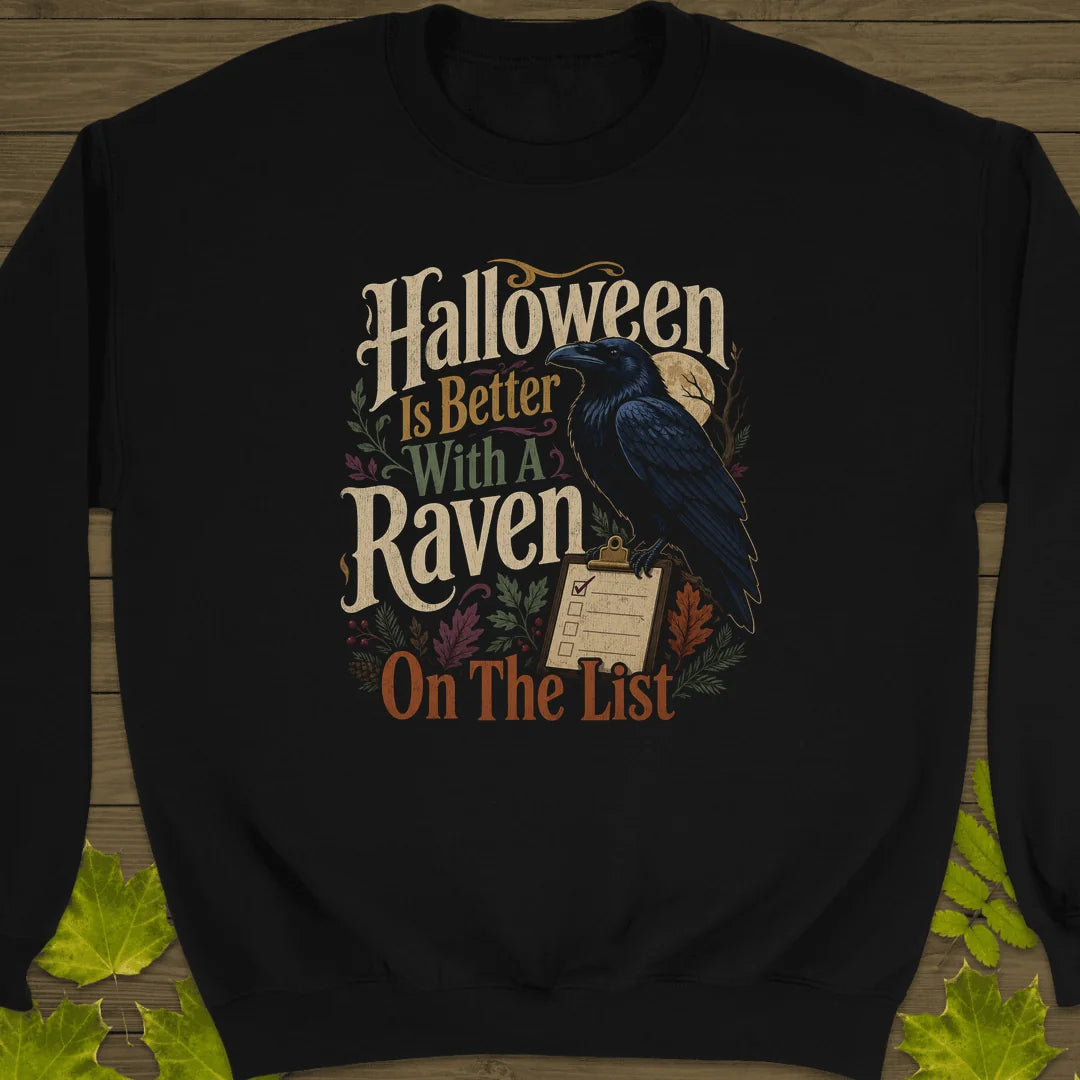 Raven On The List Sweatshirt in Black