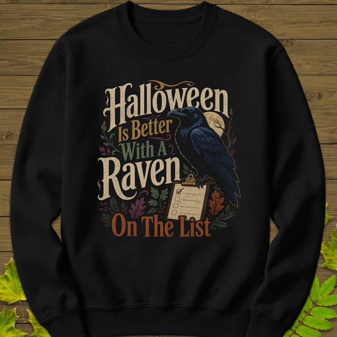Raven On The List Sweatshirt in Black