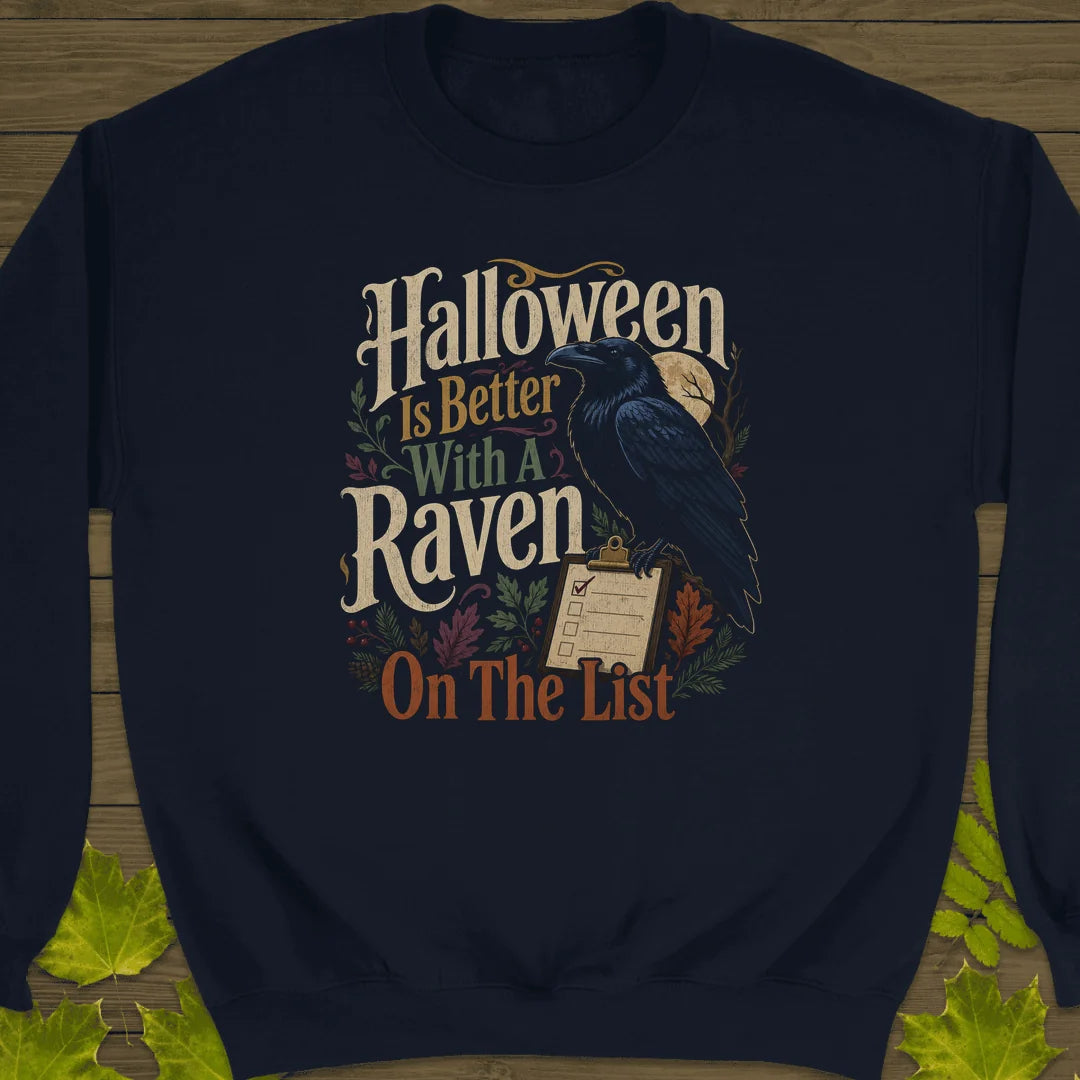 Raven On The List Sweatshirt in Navy