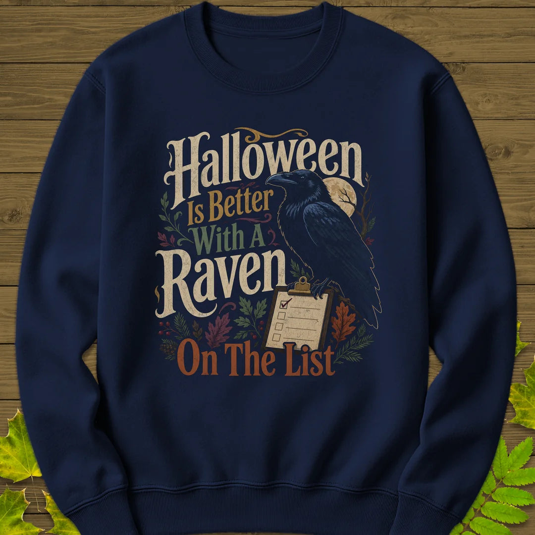 Raven On The List Sweatshirt in Navy