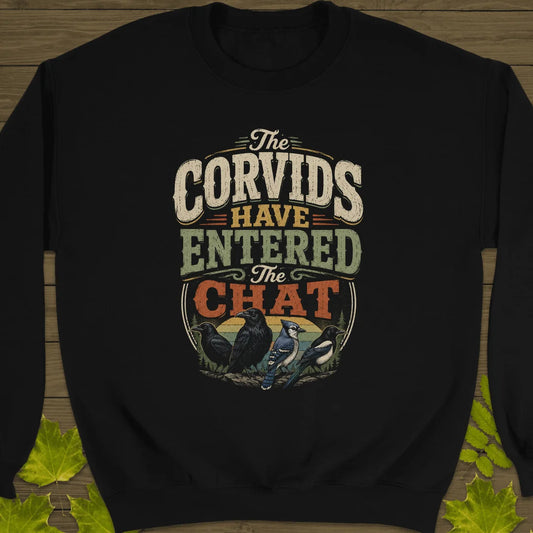 Corvids Entered Chat Sweatshirt in Black