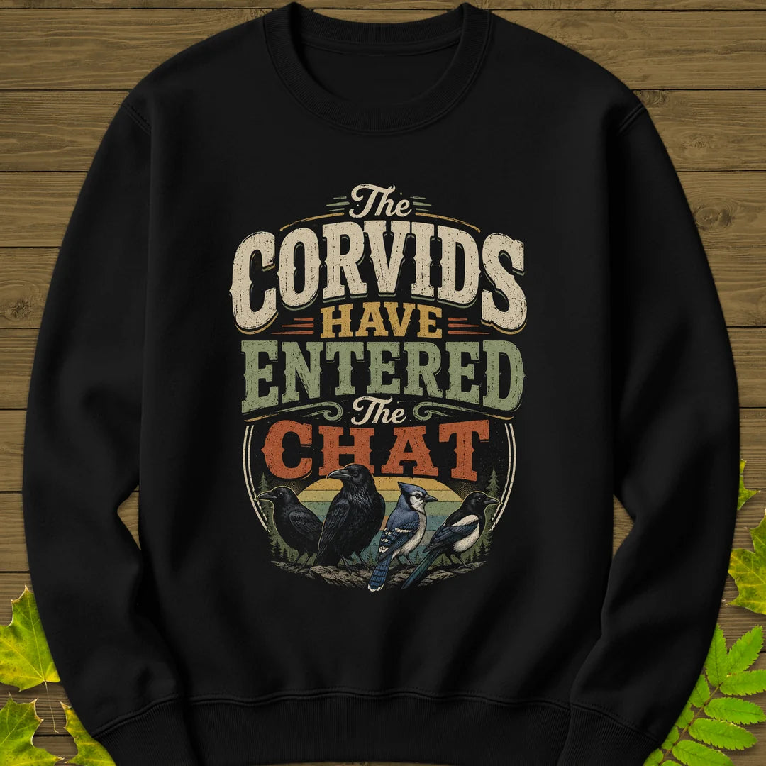 Corvids Entered Chat Sweatshirt in Black