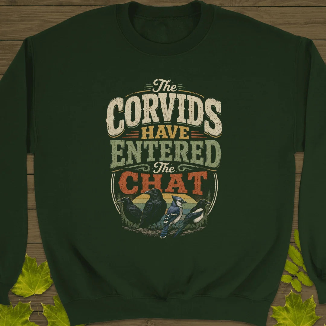 Corvids Entered Chat Sweatshirt in Forest Green