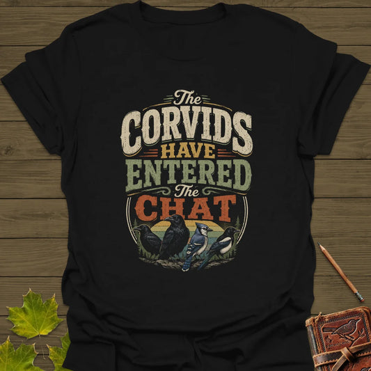Corvids Entered Chat T-Shirt in Black