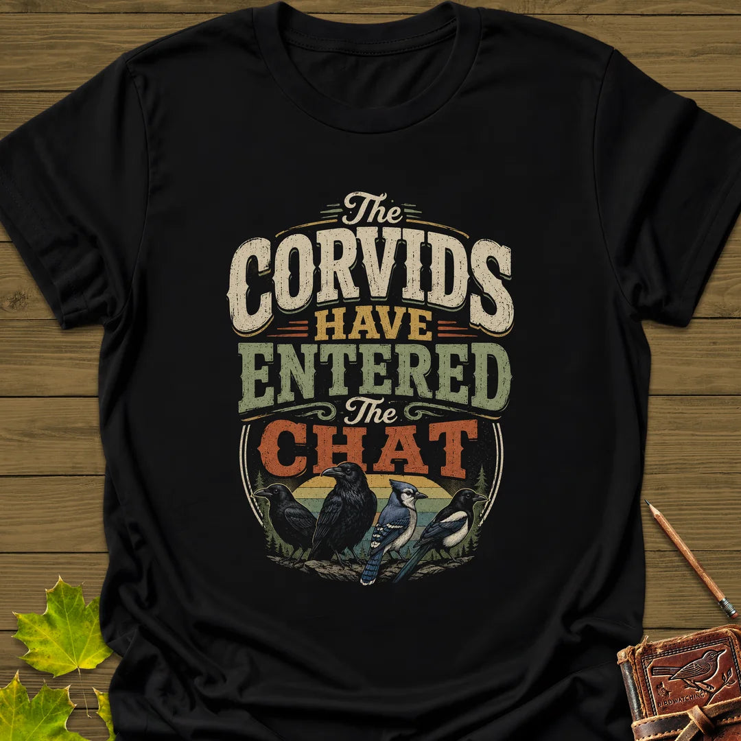 Corvids Entered Chat T-Shirt in Black