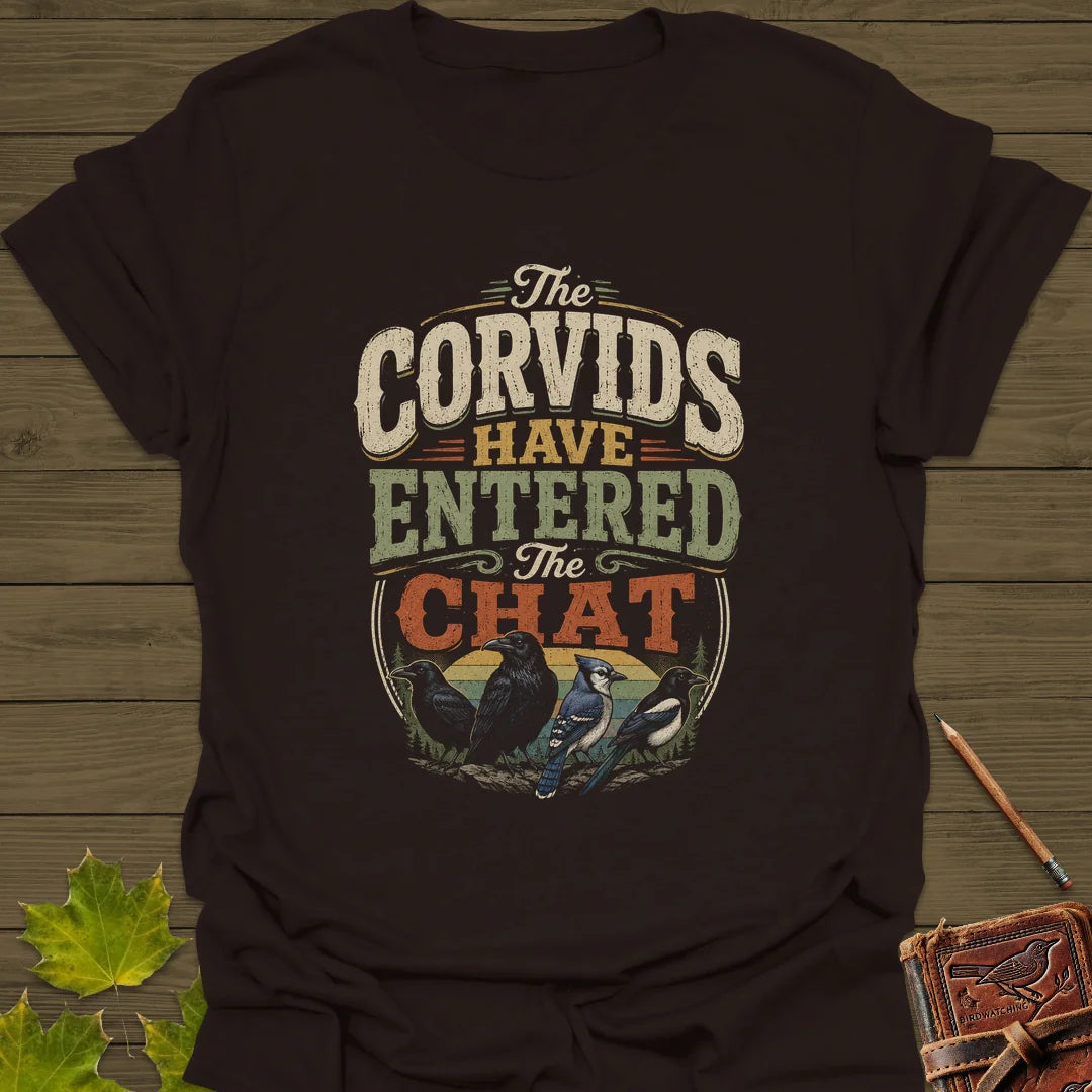 Corvids Entered Chat T-Shirt in Dark Chocolate