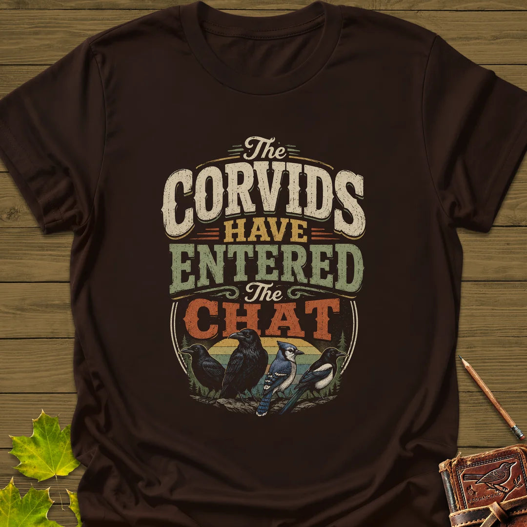Corvids Entered Chat T-Shirt in Dark Chocolate