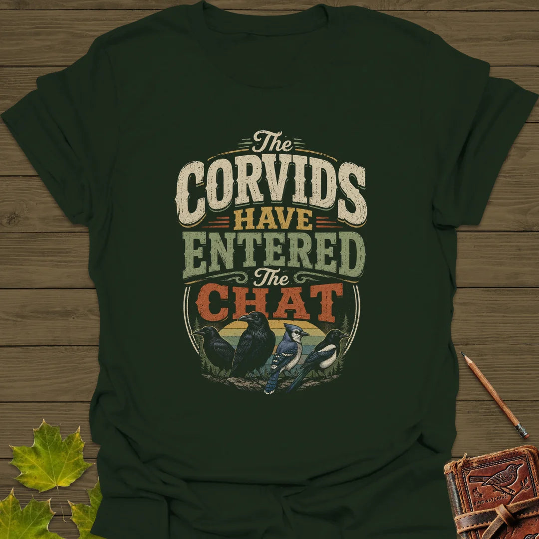 Corvids Entered Chat T-Shirt in Forest Green