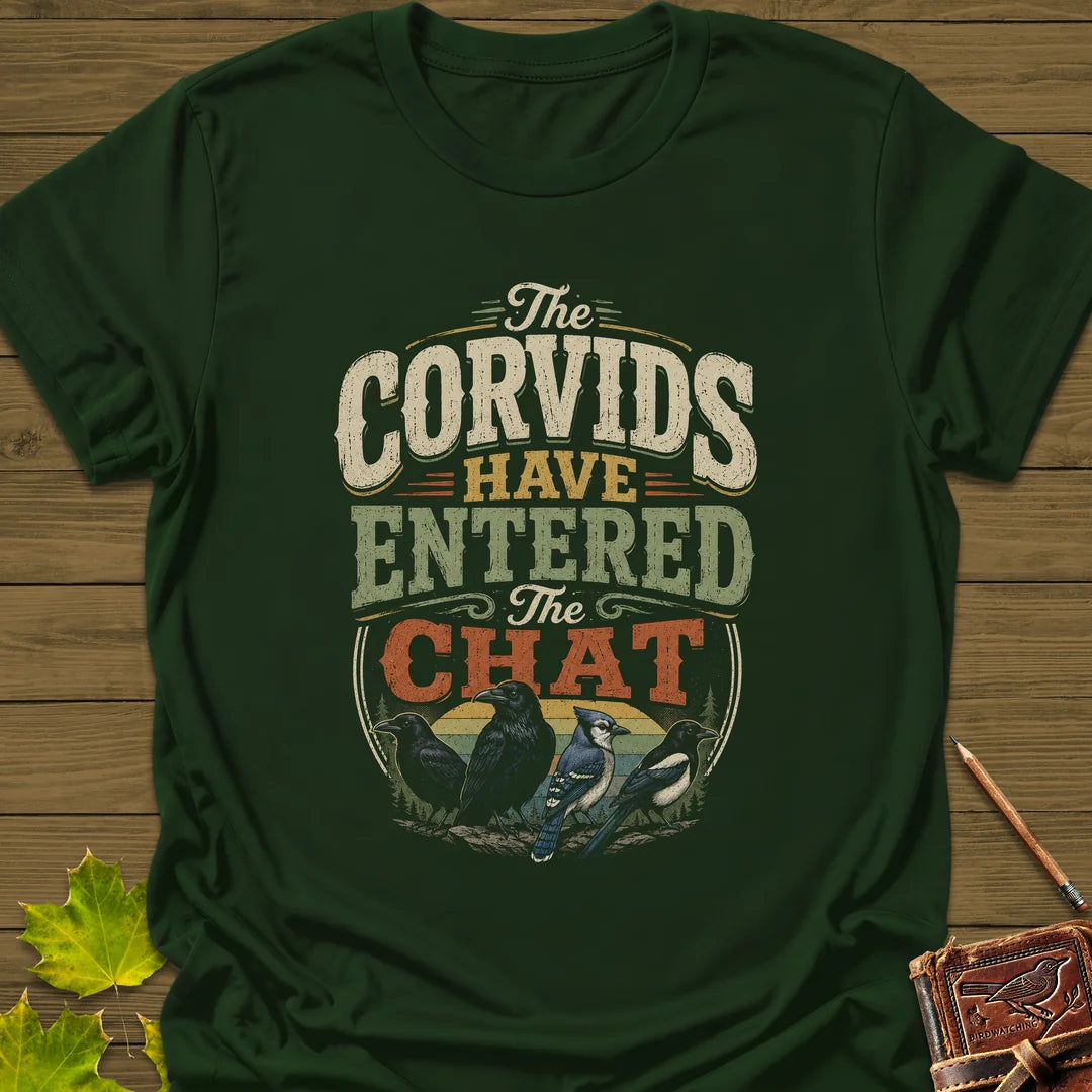Corvids Entered Chat T-Shirt in Forest Green