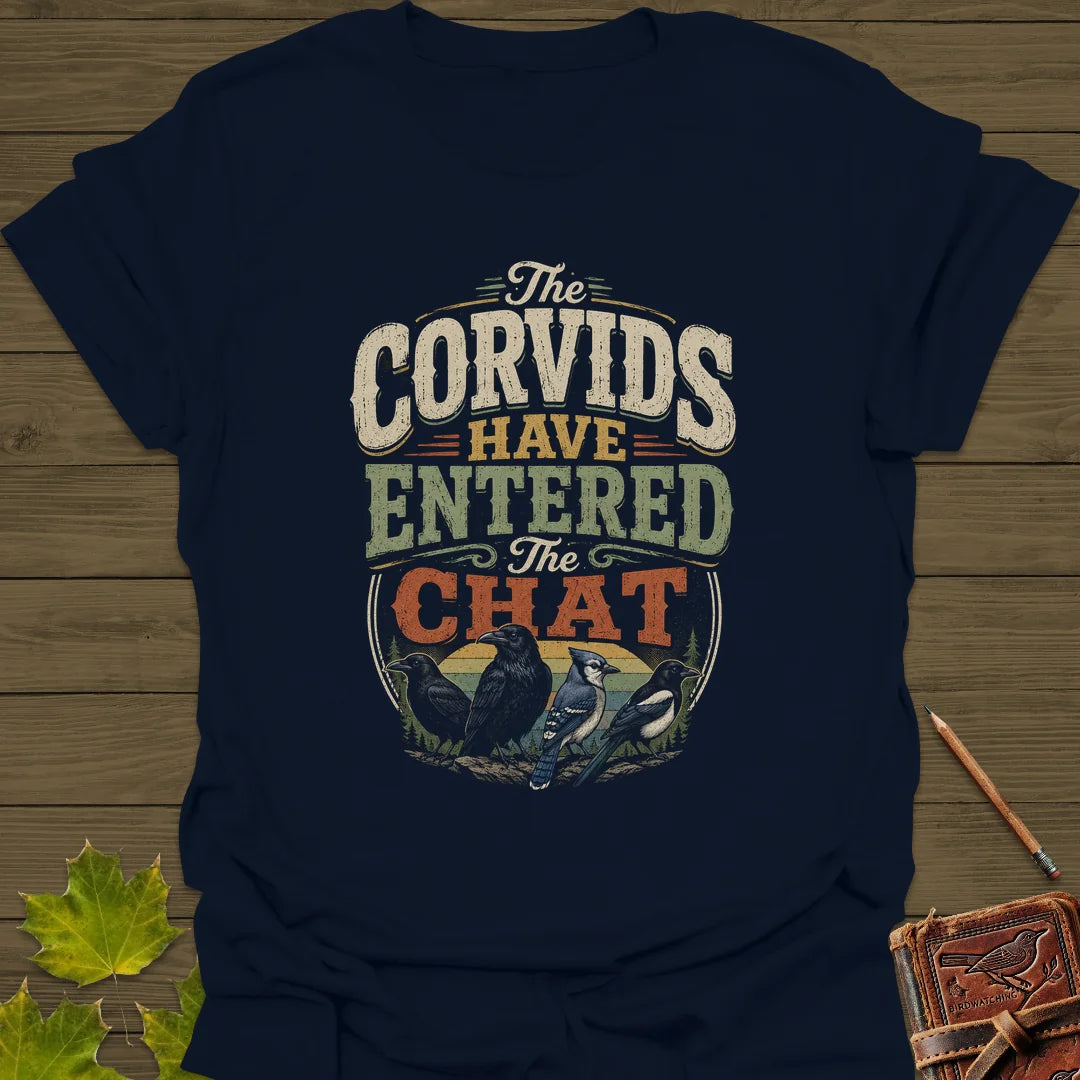 Corvids Entered Chat T-Shirt in Navy