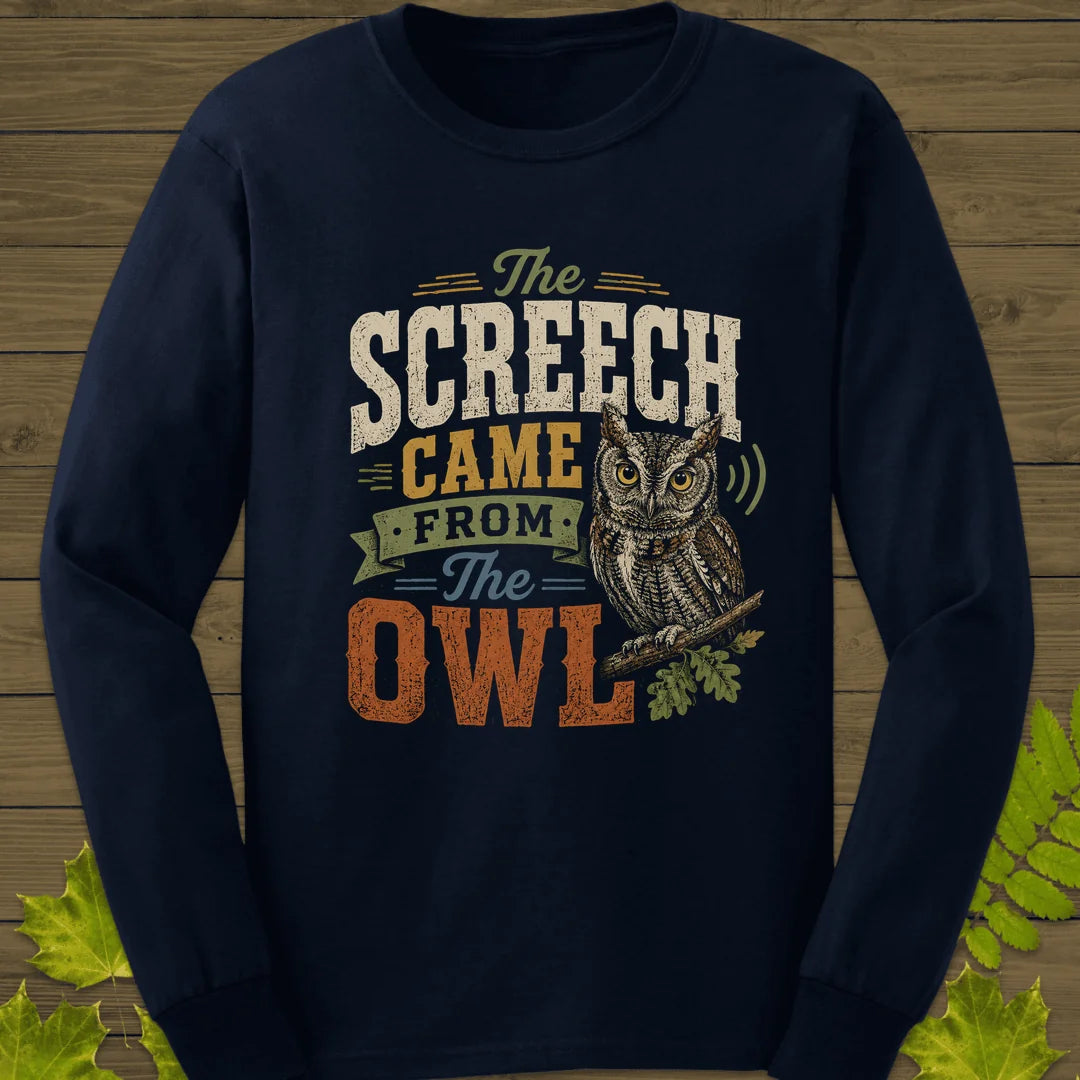 Screech Came From Owl Long Sleeve in Navy