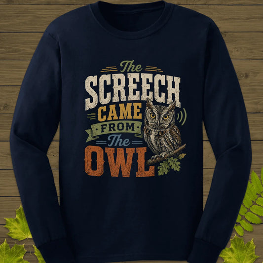 Screech Came From Owl Long Sleeve in Navy