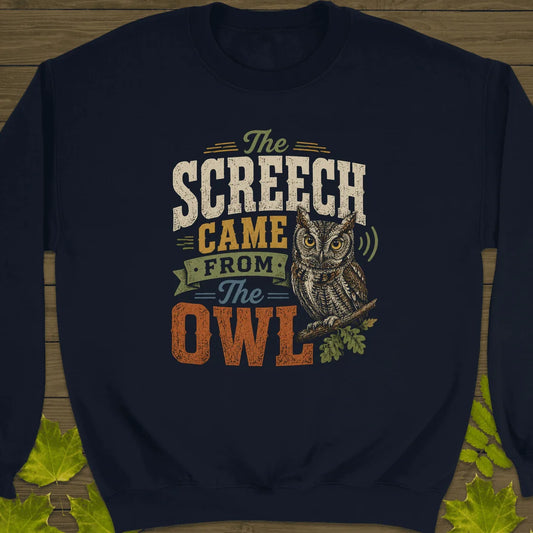 Screech Came From Owl Sweatshirt in Navy