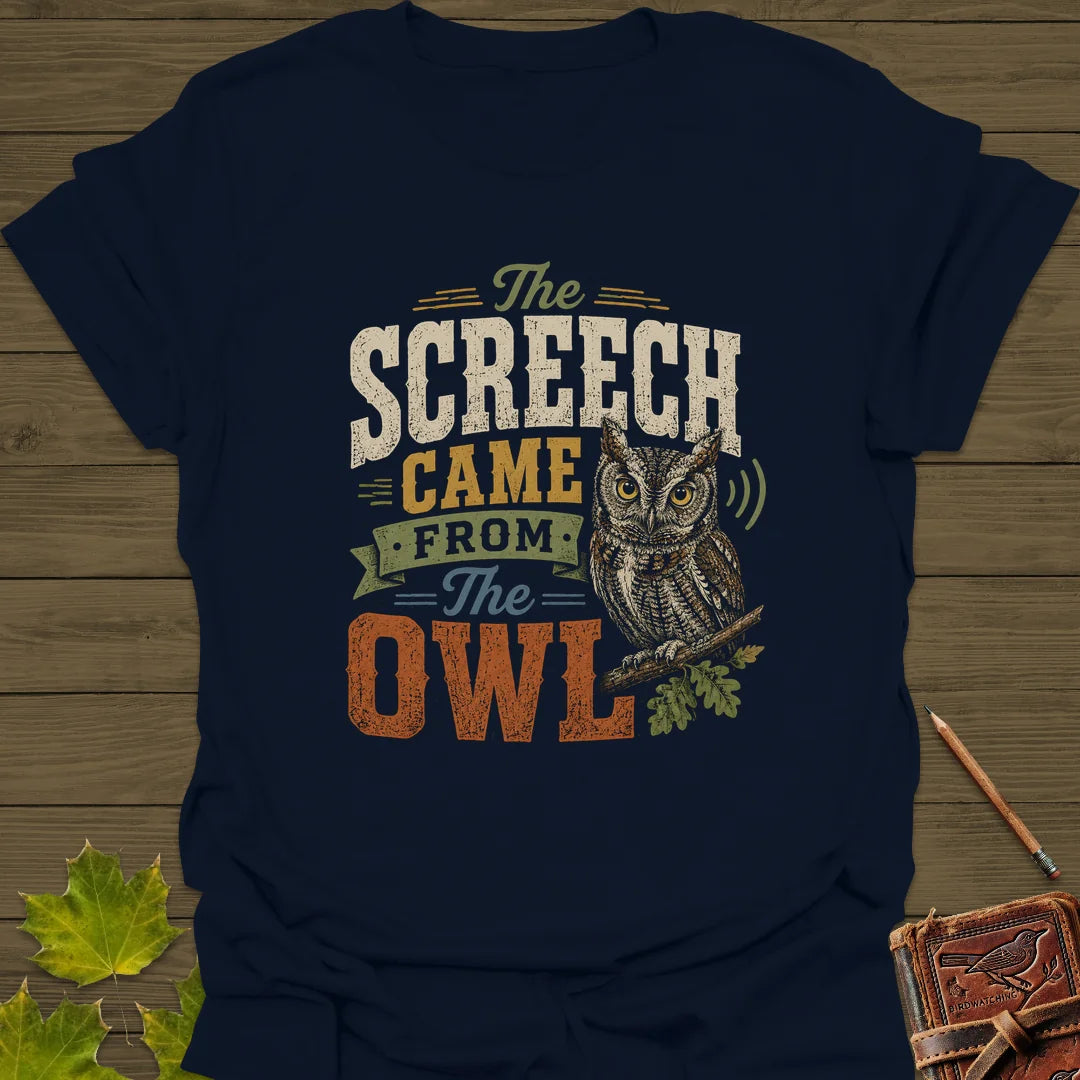 Screech Came From Owl T-Shirt in Navy