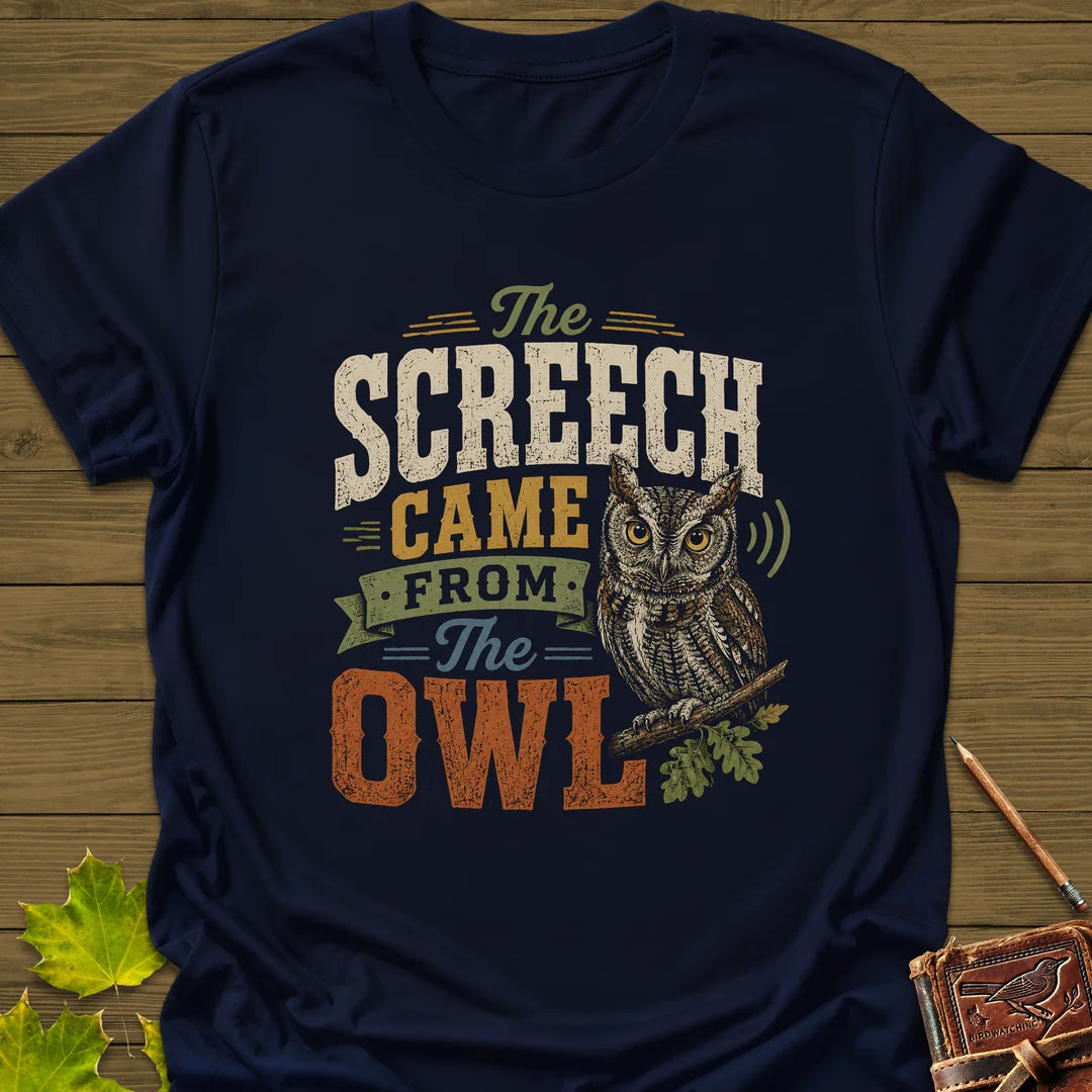 Screech Came From Owl T-Shirt in Navy