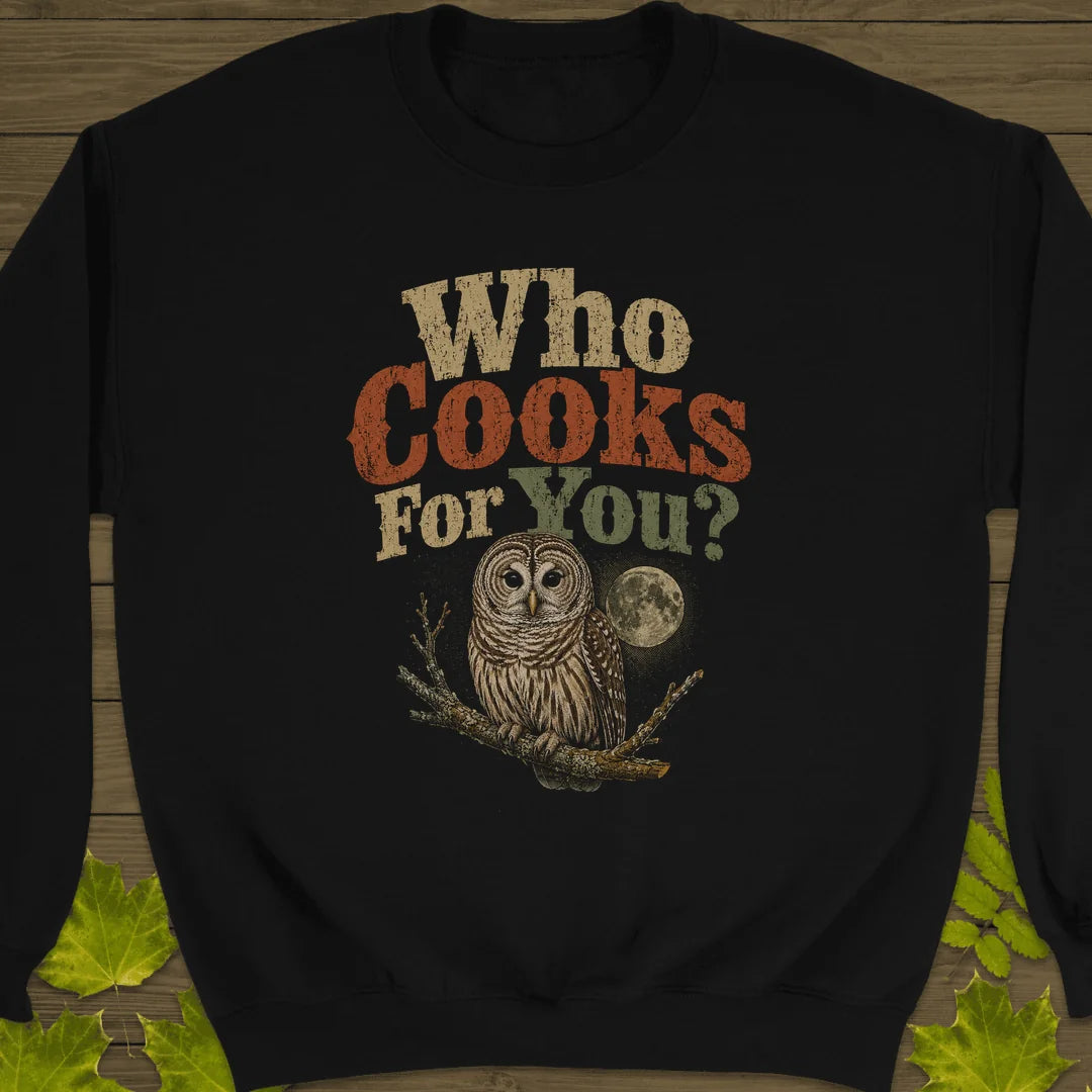 Who Cooks For You Sweatshirt in Black