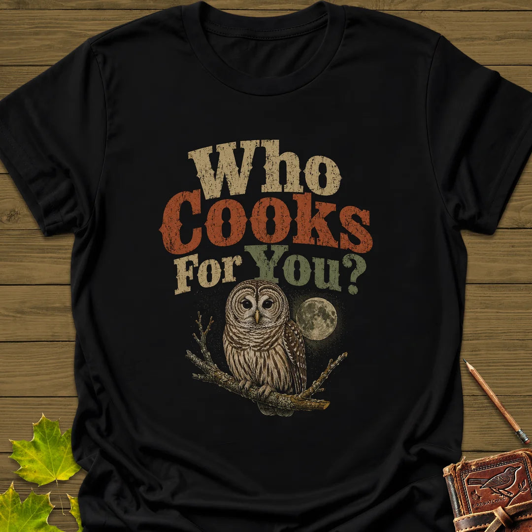 Who Cooks For You T-Shirt in Black