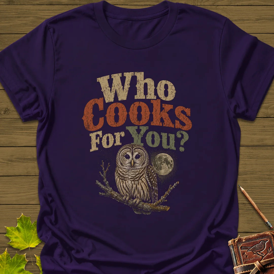 Who Cooks For You T-Shirt in Purple