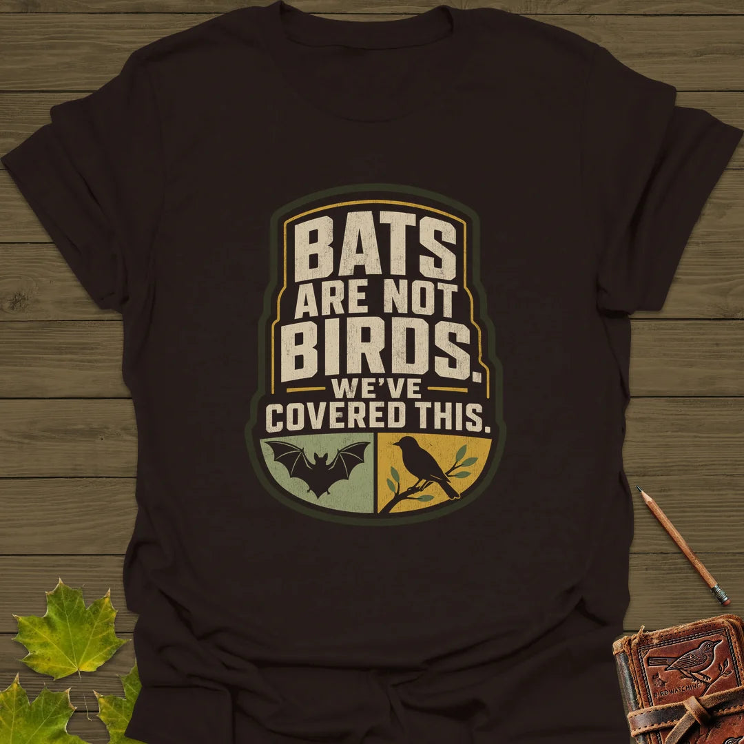 Bats Are Not Birds T-Shirt in Dark Chocolate