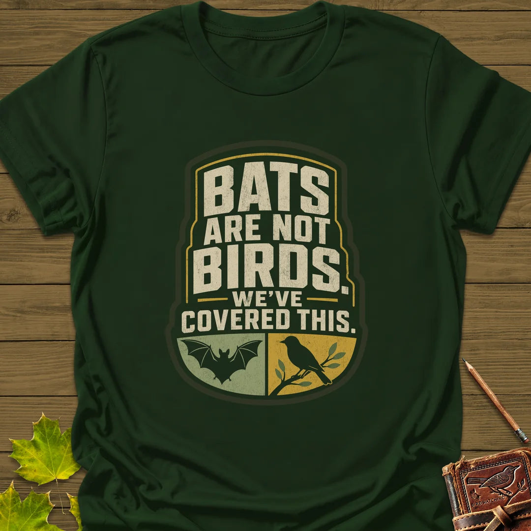 Bats Are Not Birds T-Shirt in Forest Green
