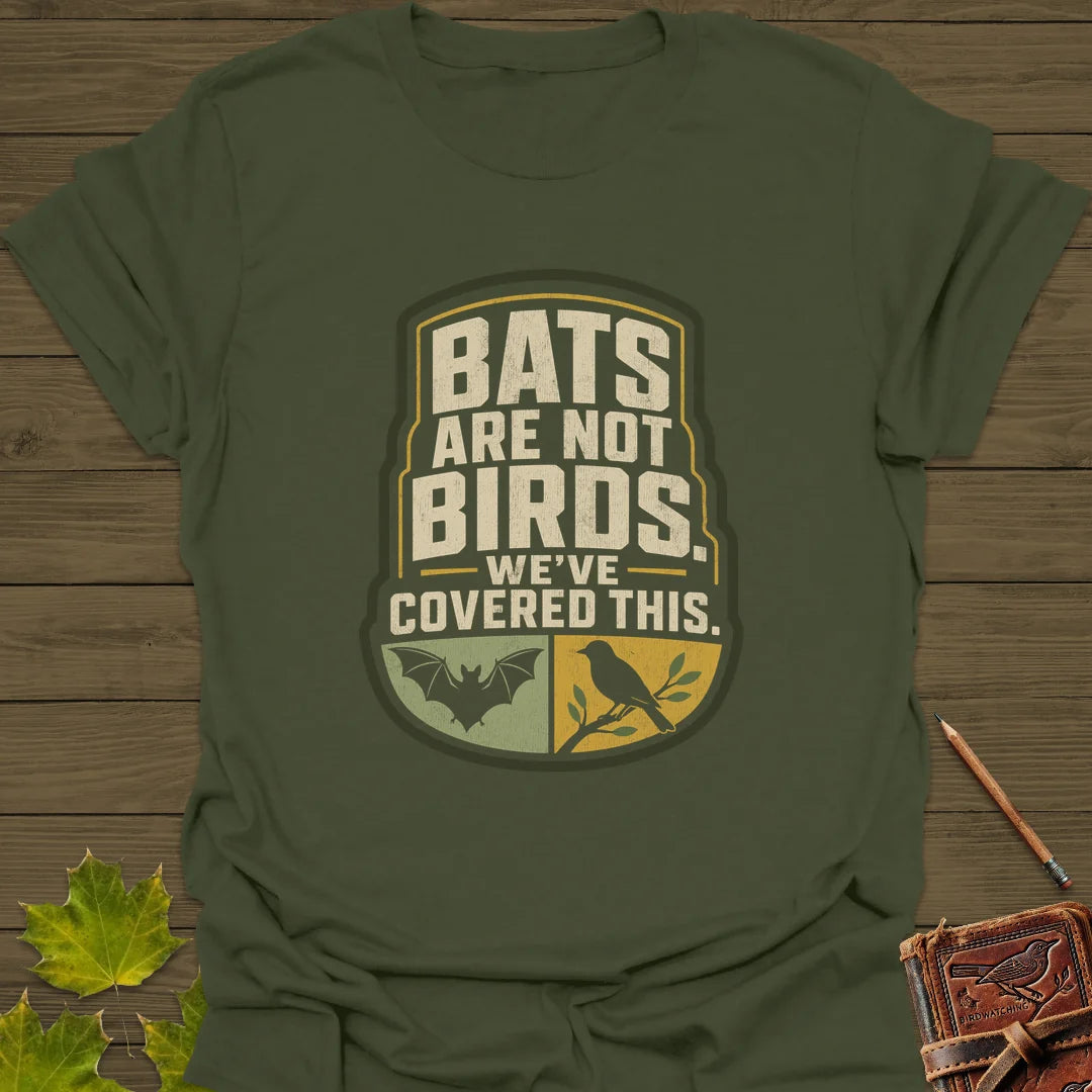 Bats Are Not Birds T-Shirt in Military Green
