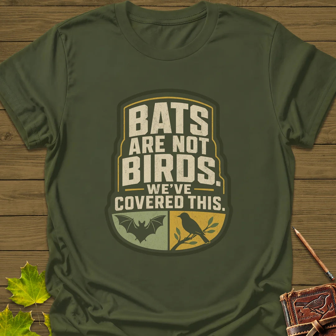 Bats Are Not Birds T-Shirt in Military Green