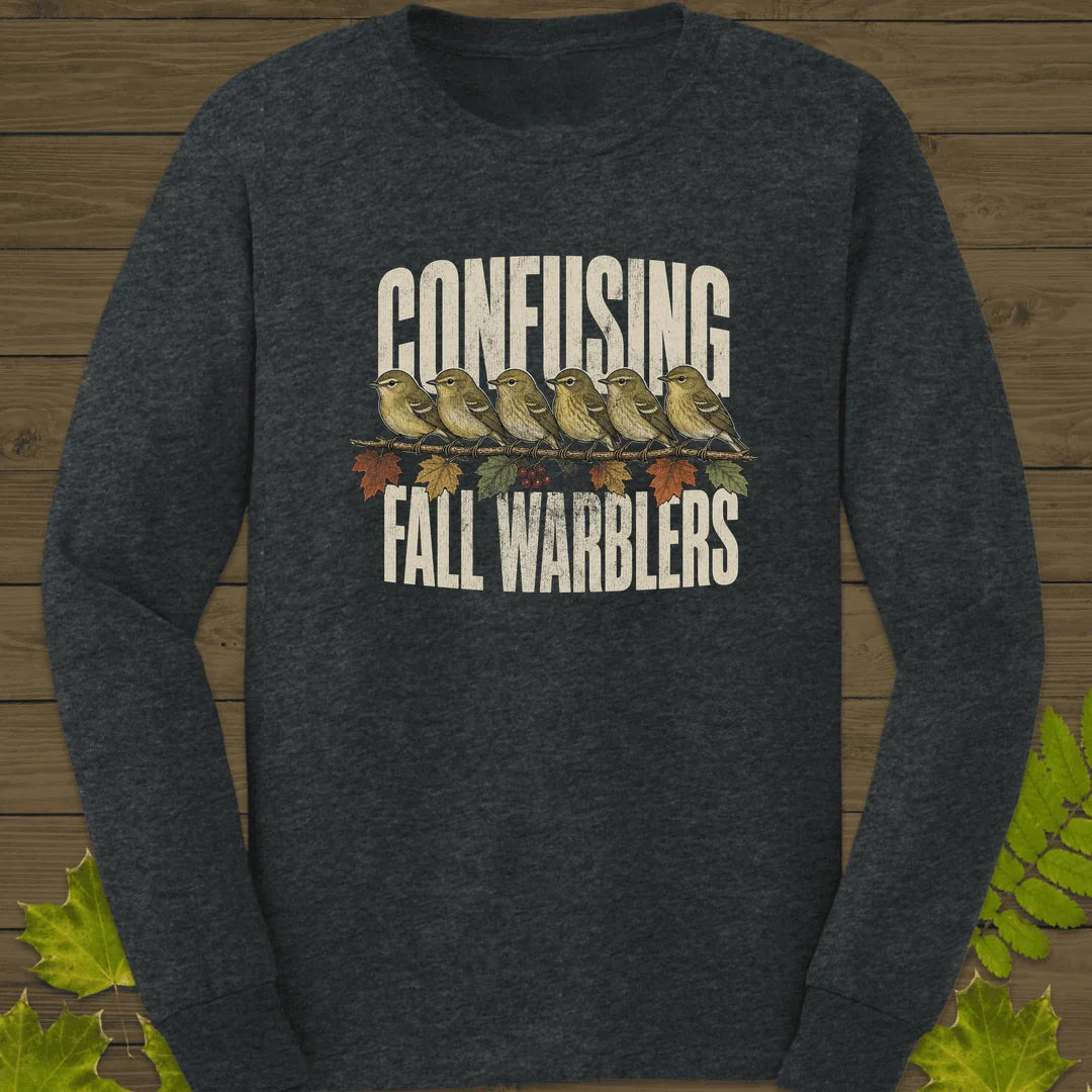 Confusing Fall Warblers Long Sleeve in Dark Heather
