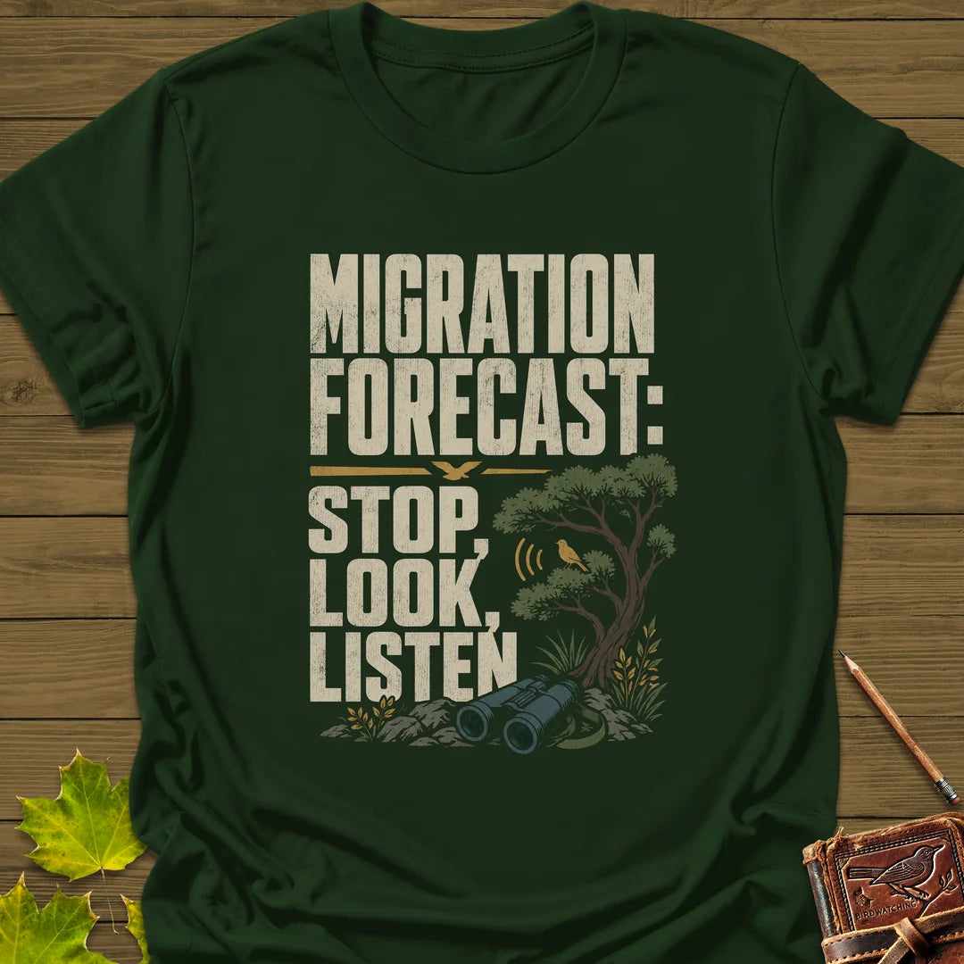 Stop Look Listen T-Shirt in Forest Green