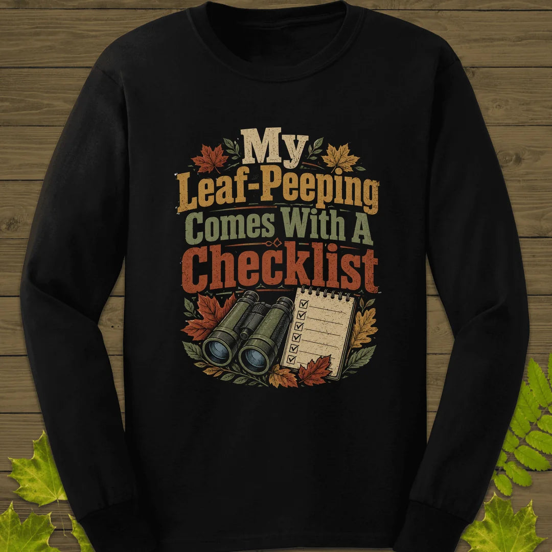 Leaf-Peeping Checklist Long Sleeve in Black