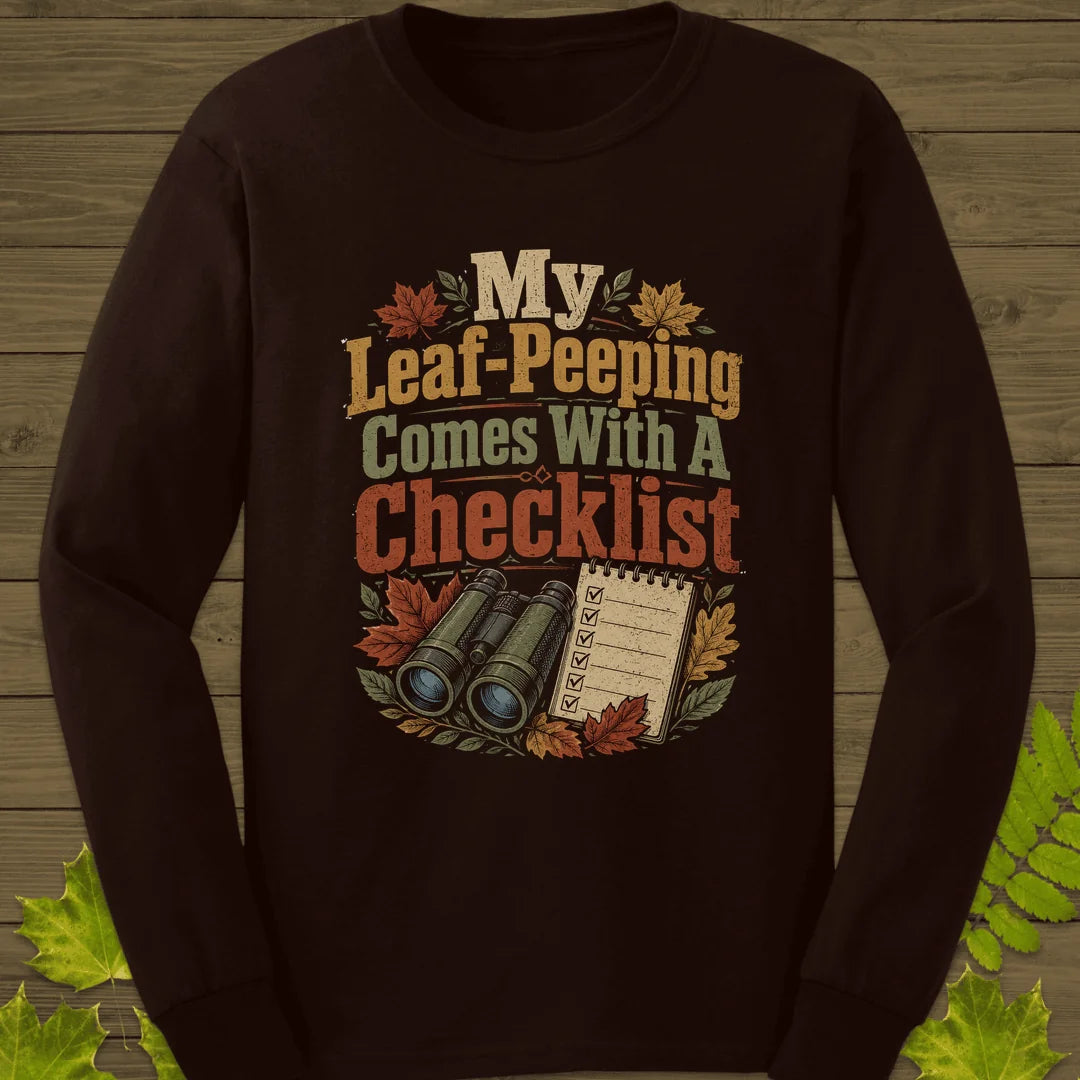 Leaf-Peeping Checklist Long Sleeve in Dark Chocolate