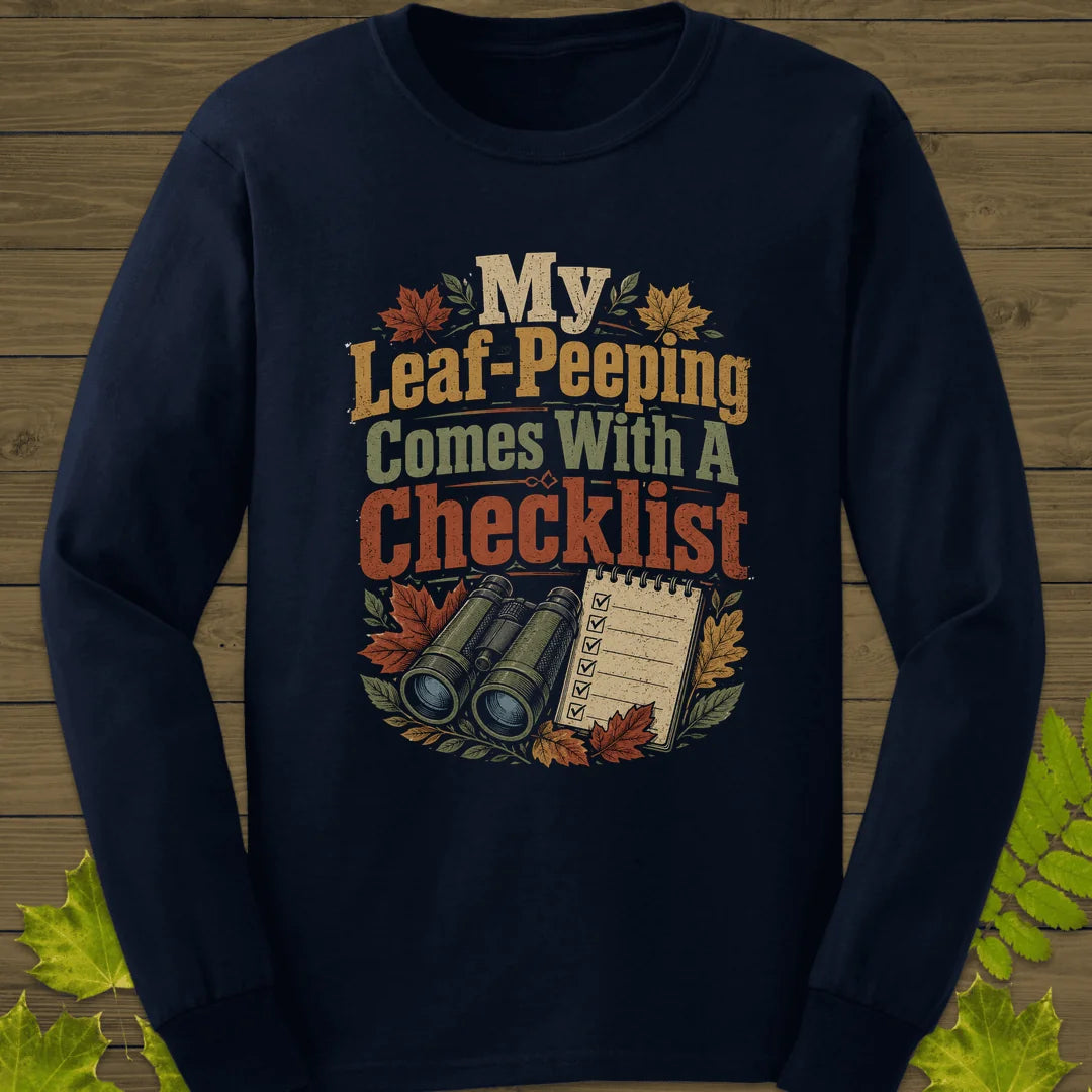 Leaf-Peeping Checklist Long Sleeve in Navy