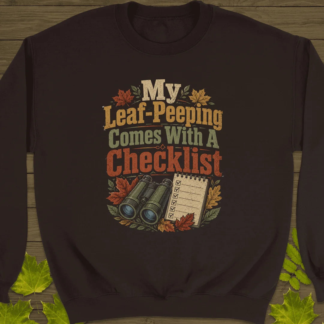Leaf-Peeping Checklist Sweatshirt in Dark Chocolate
