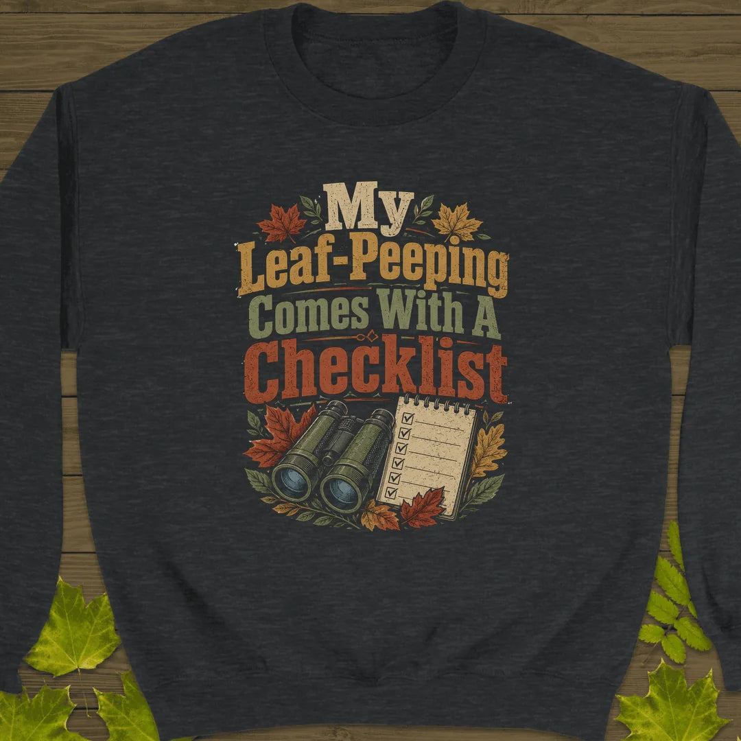 Leaf-Peeping Checklist Sweatshirt in Dark Heather
