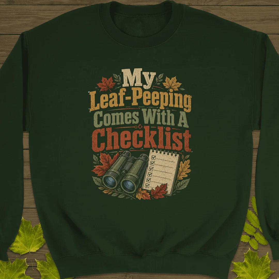 Leaf-Peeping Checklist Sweatshirt in Forest Green