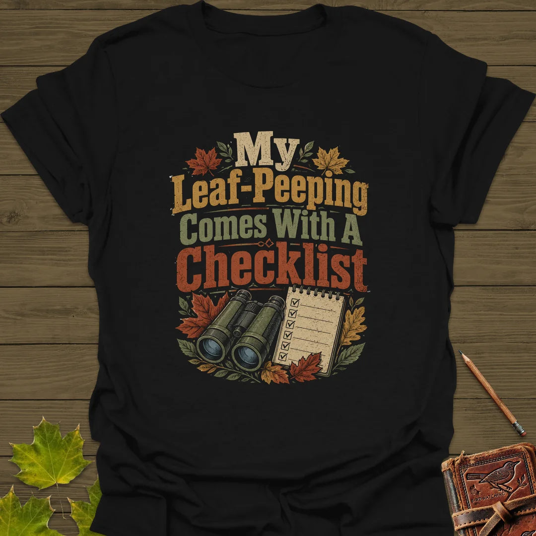 Leaf-Peeping Checklist T-Shirt in Black