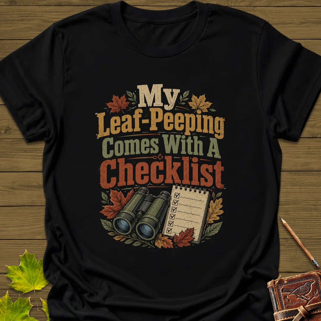 Leaf-Peeping Checklist T-Shirt in Black