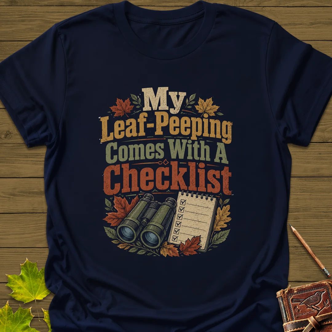 Leaf-Peeping Checklist T-Shirt in Navy