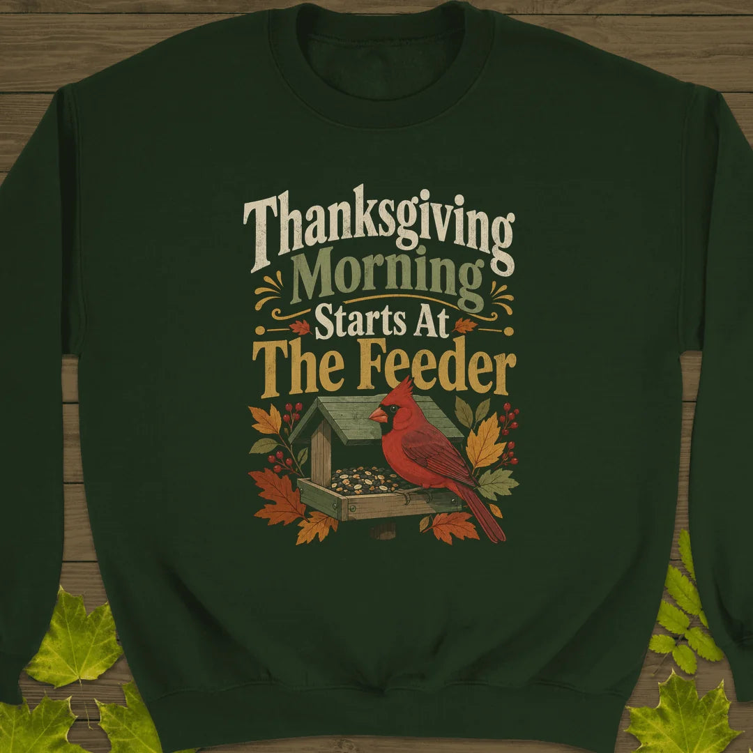 Feeder First Thanksgiving Sweatshirt in Forest Green