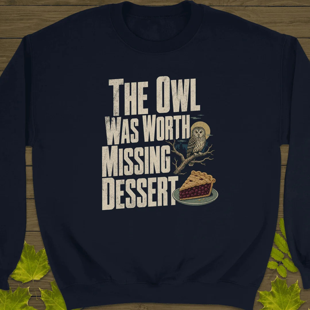 Owl Worth Missing Dessert Sweatshirt in Navy