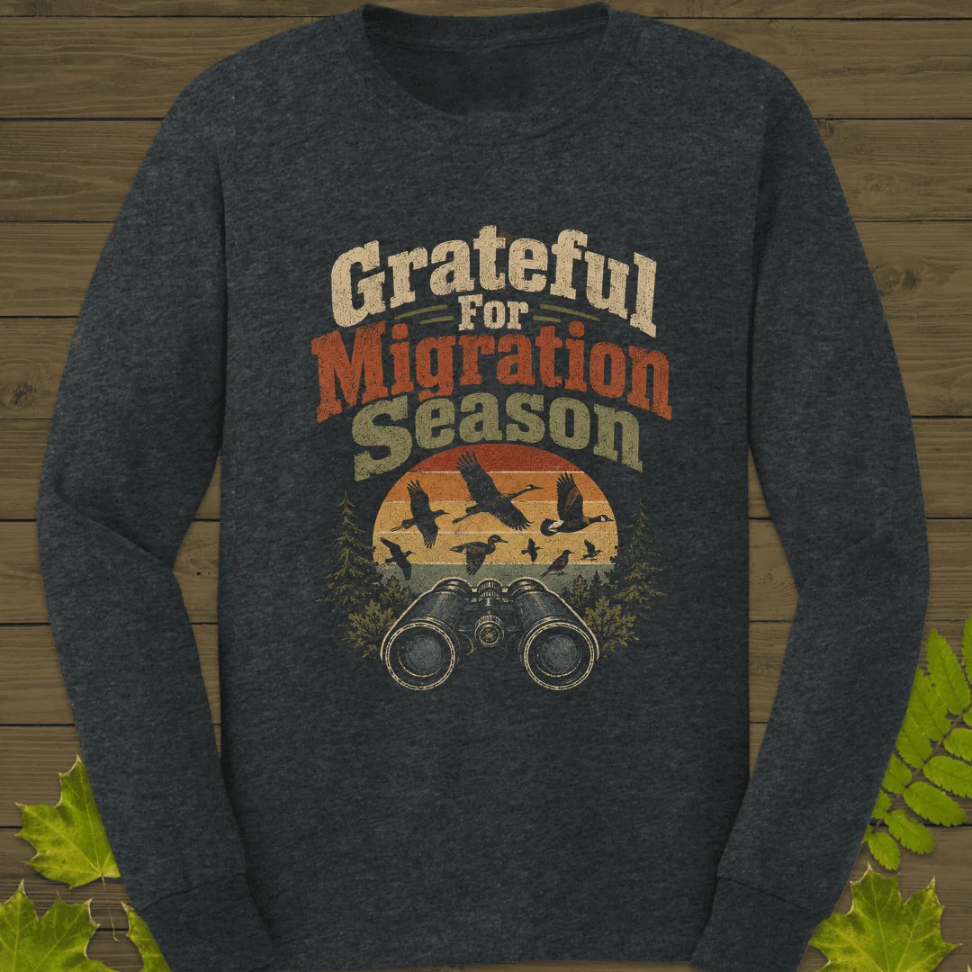Grateful For Migration Long Sleeve in Dark Heather