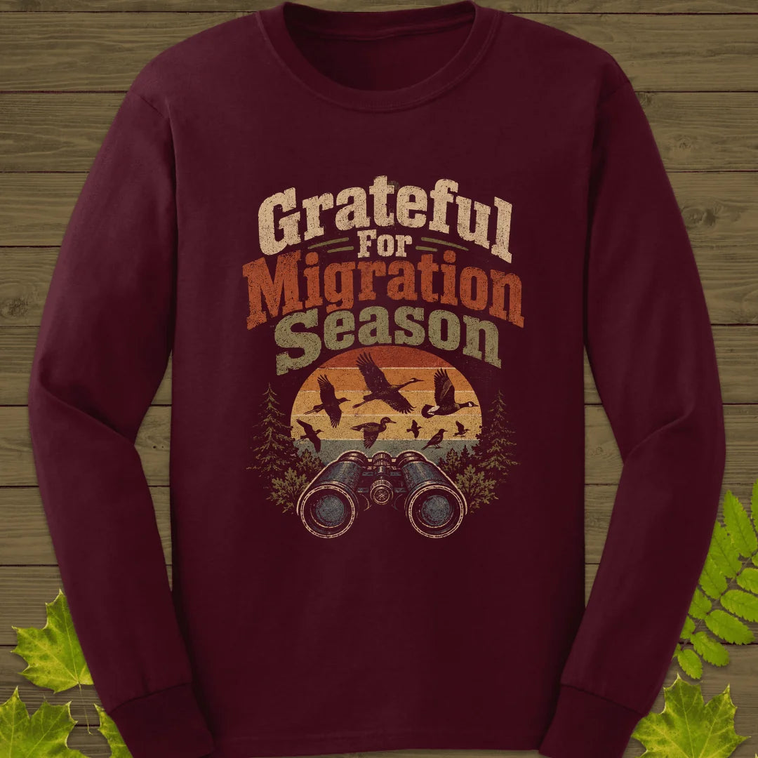 Grateful For Migration Long Sleeve in Maroon