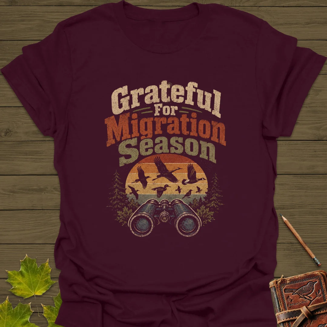 Grateful For Migration T-Shirt in Maroon