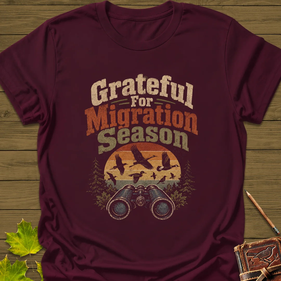 Grateful For Migration T-Shirt in Maroon
