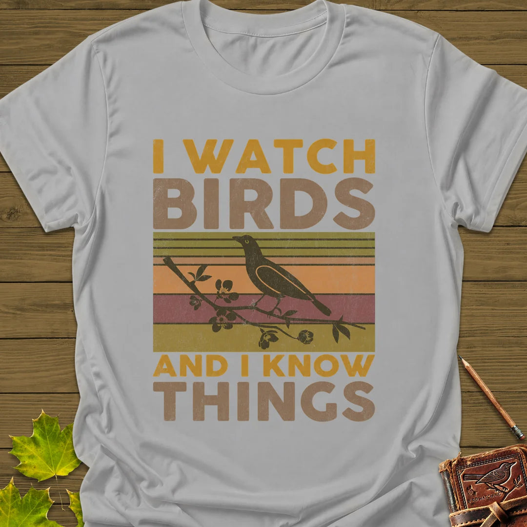 Watch Birds, Know Things T-Shirt in Ice Grey