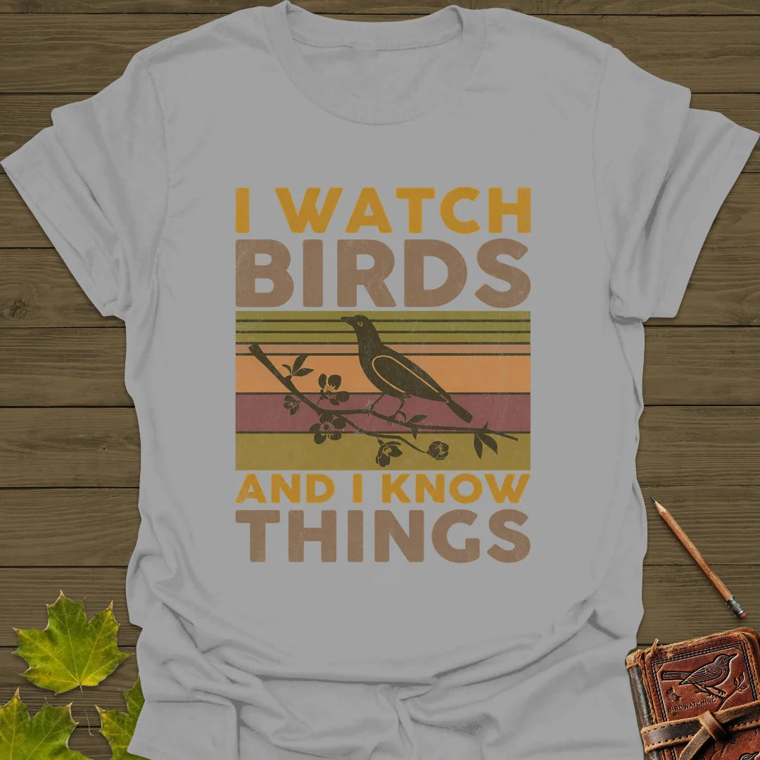 Watch Birds, Know Things T-Shirt in Ice Grey